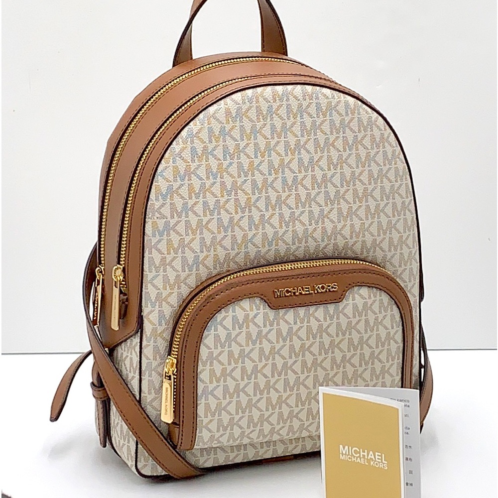 MICHAEL KORS JAYCEE MEDIUM BACKPACK VANILLA SIGNATURE COLOR - Picture 1 of 16